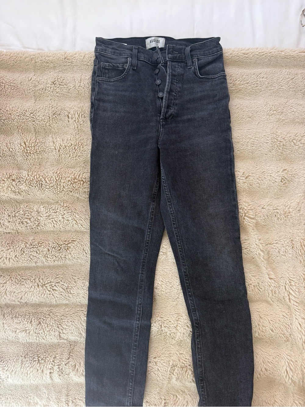 Agolde Men's Washed Black Skinny Jeans